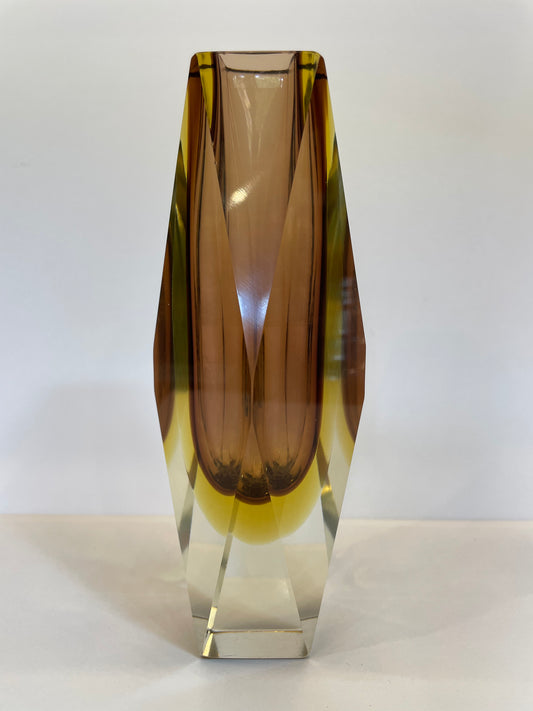 Murano Sommerso faceted vase