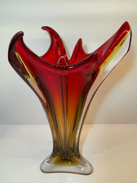 Murano flame glass vase 1970s