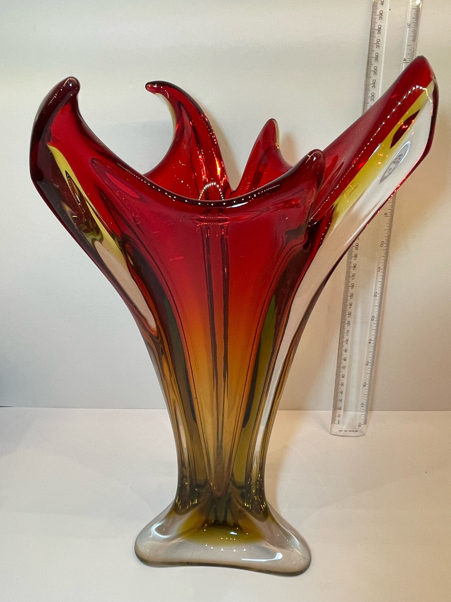 Murano flame glass vase 1970s