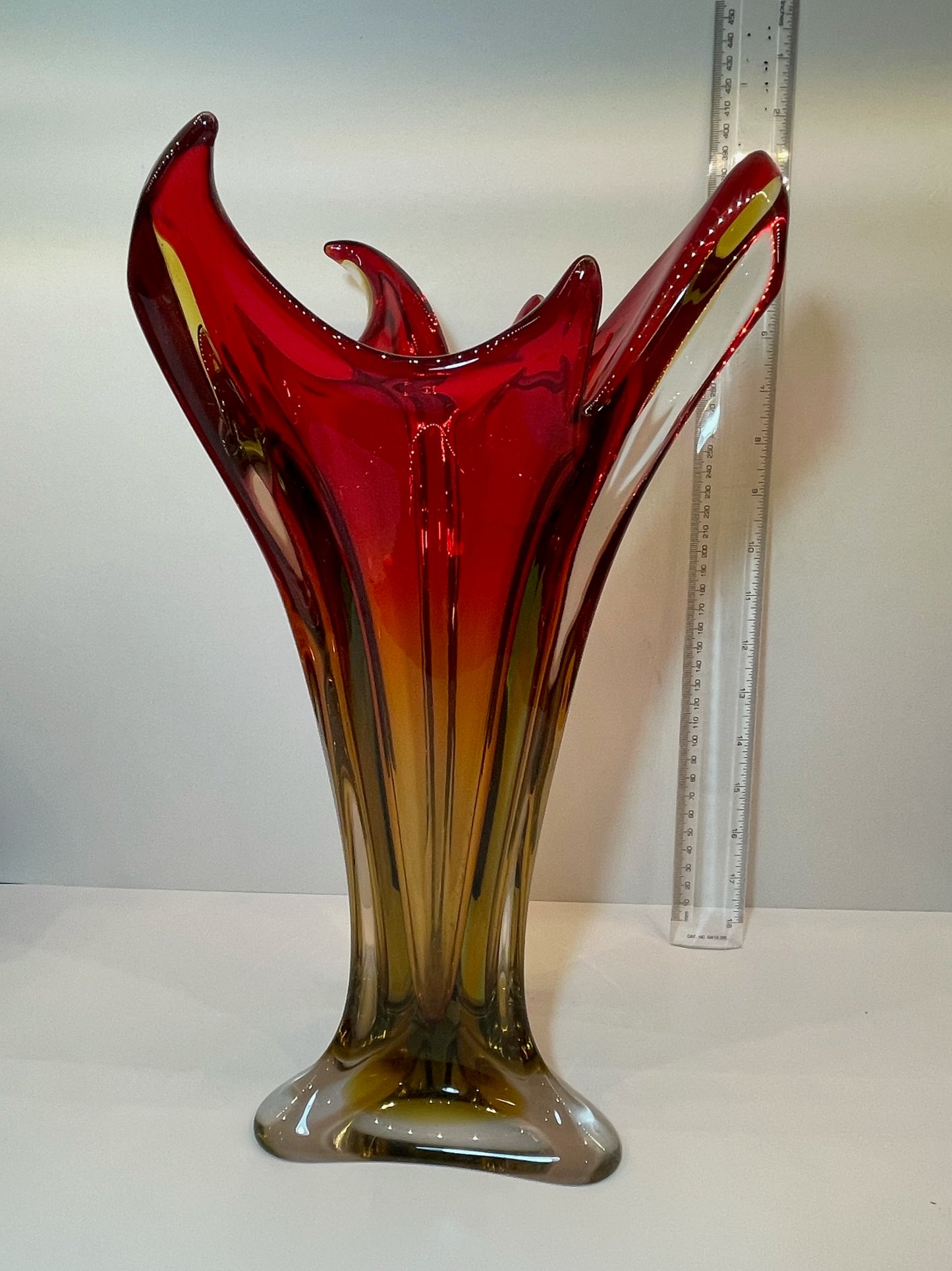 Murano flame glass vase 1970s